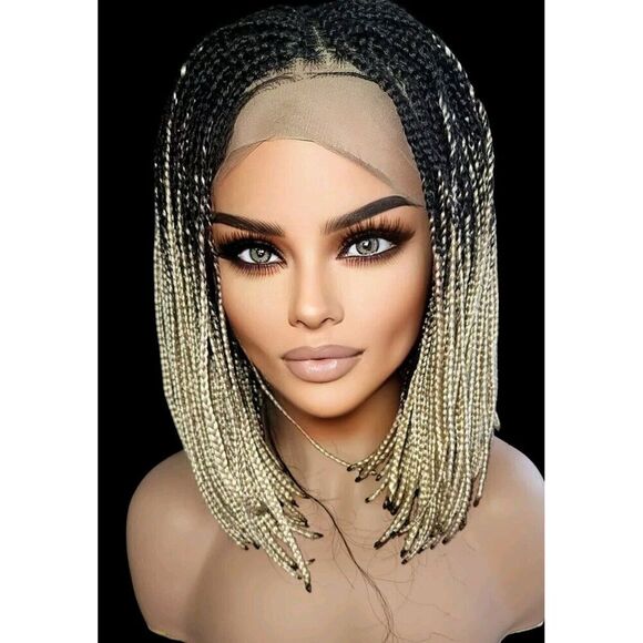 Handmade Braided Lace Wigs, Bob cut, ombre Micro millions braids. Short NWT - Picture 3 of 10